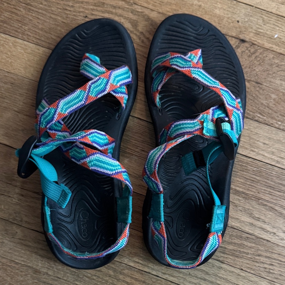 Chaco Black and Purple Sandals